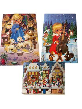Vintage 3D Advent Calendar Denmark Moveable Christmas Scene Angels Lot Of 3